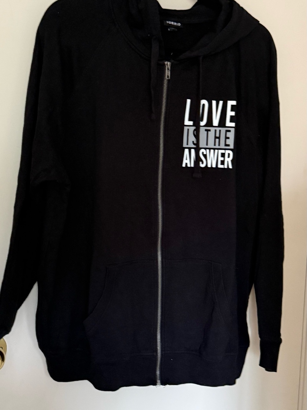 torrid Black Zip-Up Hoodie with 'Love Is The Answer' Print